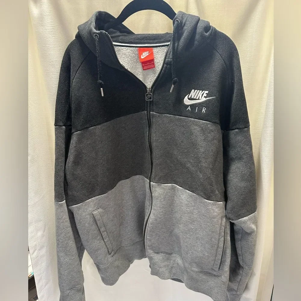 Vintage Nike full zip hoodie in black, charcoal & gray, men's XL Y2K Streetwear